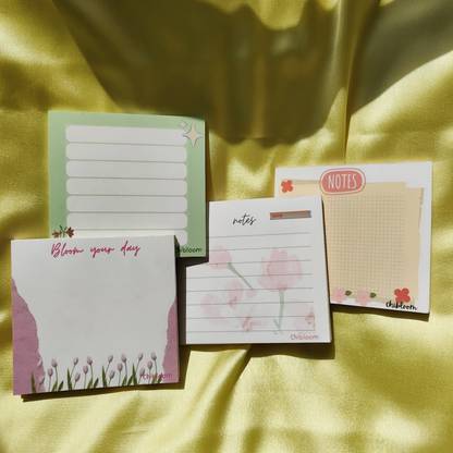 Chibloom Set of 4 Tear-Off Notepads – Cute & Functional Mini Notebooks, 40 Sheets Each Mini Memo Pad Mixed Design 40 Pages