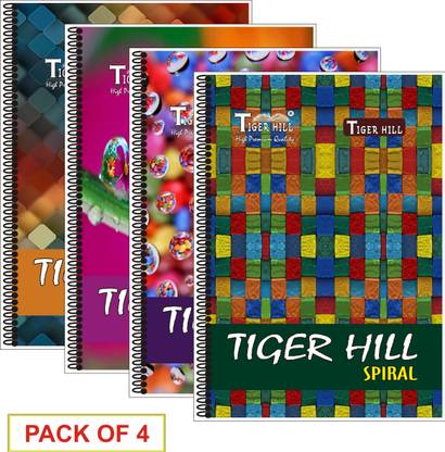 TigerHill `A4 SPIRAL NOTE BOOK UNRULED 6 SUBJECT | SOFT AND THICK PAGES | A4 Notebook Unruled 284 Pages