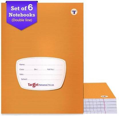 Target Publications Small Notebooks Double Line (172 Ruled Pages) | Soft Brown Cover | 18 cm x 24 cm Approx | Writing Books with Page Numbers | Pack of 6 Books | GSM 58 Regular Notebook Ruled Pages 1032 Pages