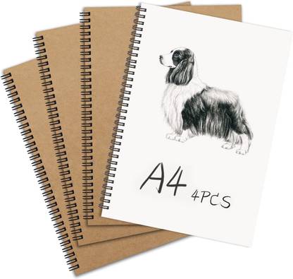 TWONE Spiral Bound Hardback Sketchbook, Blank, A4 Notebook Blank 100 Pages