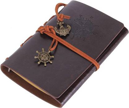 RIANZ Vintage Leather Writing Journal Notebook, Spiral Blank Notepad Sketchbook A6 Journal NO 100 Pages