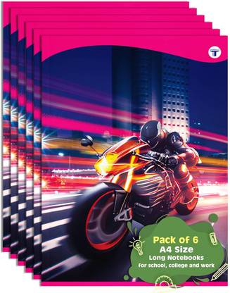 Target Publications A4 Size Long Notebooks | Single Line copy | 76 Pages | 21x29.7 cm | Set of 6 A4 Notebook Single Line 456 Pages