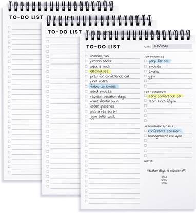 TTWONE Weekly To Do List Spiral Planner Pad,Desk Notepad with Multiple Sections B5 Note Pad Undated Planning Notebook Checklist, ToDo Agenda Plan 60 Pages