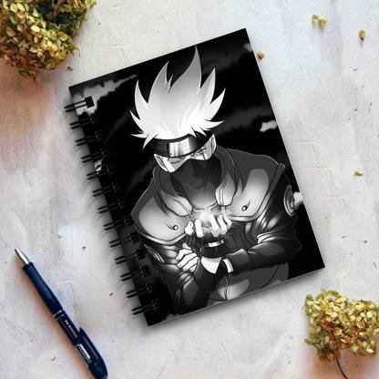 THEME VINTAGE Naruto Anime Kakashi Hatake Black & White Designer Notebook A5 Notebook Unruled 160 Pages