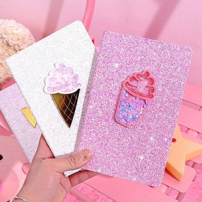TinyMinyMo Pink Glitter Notebook Regular Notebook Ruled 120 Pages