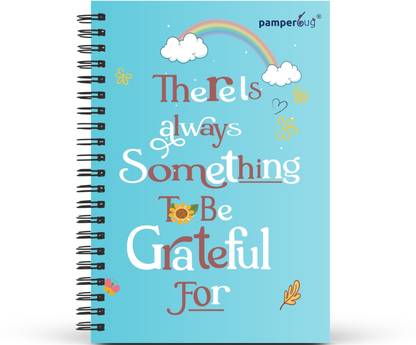 PAMPERBUG Daily Gratitude Journal Diary Notebook A5 Journal for Woman, Men, Kids, Simple and Easy to Write with 80 GSM, Wiro Bound, Portable 120 Pages