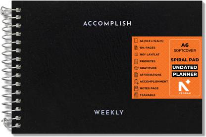 NEORAH - Undated Spiral Weekly Planner Pad Weekly + Hourly planner with Notes page A6 Planner CHECKED 104 Pages
