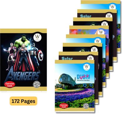 SHINI LIFESTYLE Just Write Notebook, Regular Notebook, Single Line Writing Copy, Set of 8 Regular Notebook YES 172 Pages