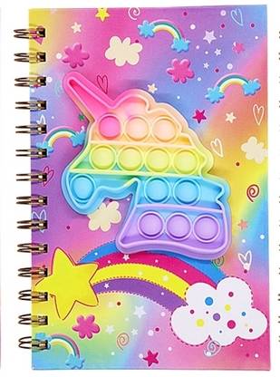 Vintager Soft Plush Popit Spiral Diary Cartoon Fidget Toys Anti-Stress Relieve Notebook A5 Diary Ruled Pages 100 Pages
