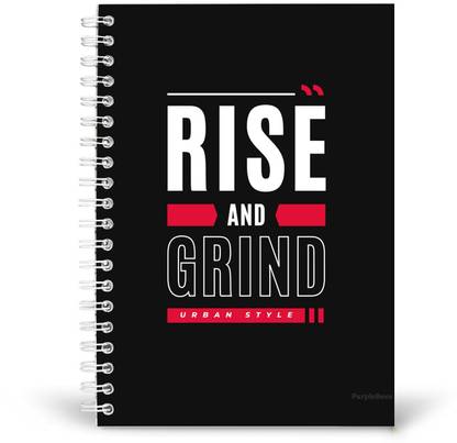 PurpleBees Rise And Grind Quotes Diary Motivational Notebook | A5 Notebook Plain 150 Pages