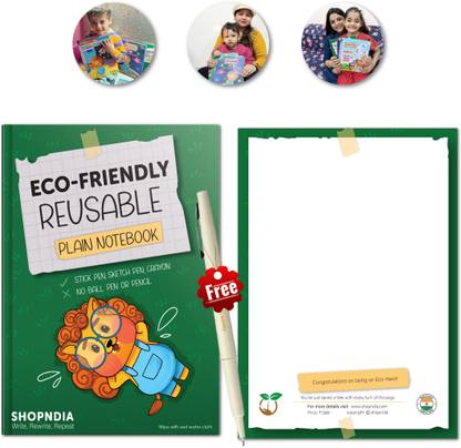 Shopndia Plain Eco Friendly Reusable Notebook A4 Notebook Ruled 12 Pages