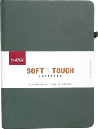 saya Soft Touch A5 Notebook | PU Cover, 192 Pages, Elastic Closure, Pen Loop, 80 GSM A5 Notebook Ruled Line 192 Pages