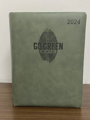 MAGPIE Collections Premium Go Green Leatherette Tabbed Journal New Year 2024 Diary B5 Diary Ruled 325 Pages