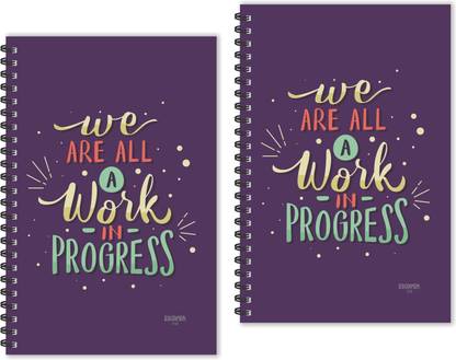 ESCAPER Work in Progress Motivational Quotes Diaries (Ruled - A5 Size - Pack of 2 Diaries), Quotes on Diaries A5 Diary Ruling 160 Pages