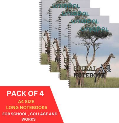 UNIQPAL Set of 4 A4 Notebook UNRULED 200 Pages