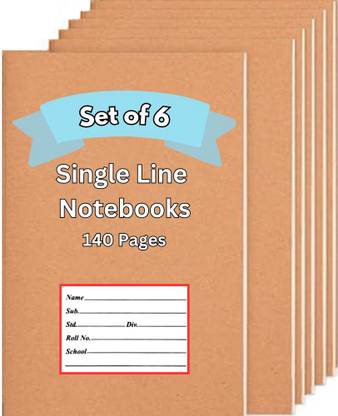 Shamsi Brown Covered Notebooks With Name Label Regular Note Book Single Lined 140 Pages