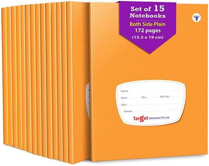 Target Publications Small Notebooks Both Sides Blank | Plain Copy| 15.5x19 Approx |GSM 58| Set of 15 Regular Notebook Unruled 172 Pages