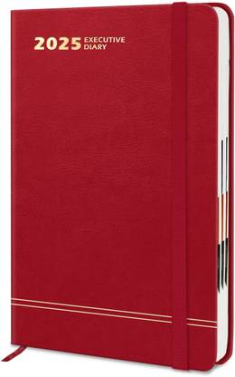 Jhingalala Hard Bound Leather Cover Executive Diary 2025 with Dates and Monthly Planner A5 Diary Ruled 344 Pages