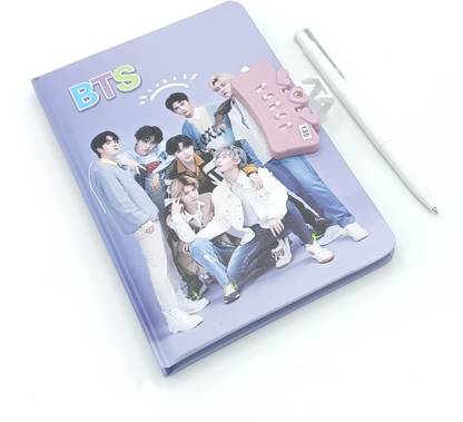 apcatio BTS Lock Diary with Gel Pen for Girls A5 Diary ruling 180 Pages