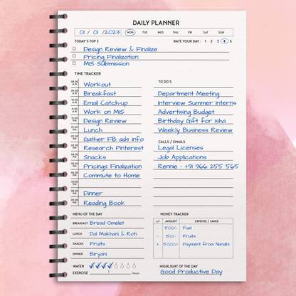The Papier Ocean Undated Daily Productivity Tracker and Task Organizer A5 Planner Ruled 160 Pages