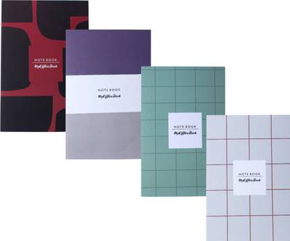 MyOfficeDesk Set of 4 A5 Notebook | Diary | Journal Combo Set A5 Notebook Single Ruled 164 Pages