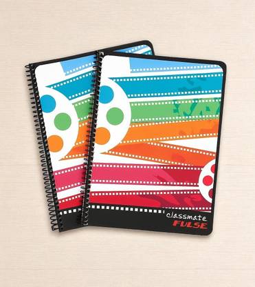 Classmate ClassmatePulse Spiral Notebook (Pack of 2) with 2 Blue Pens Regular Diary Single Rule 200 Pages
