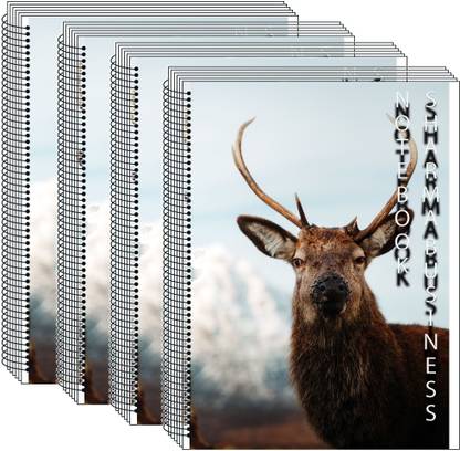 KRASHTIC A4 Size Spiral NOTEOOK for Making Notes and EXAM Preparation 200 Pages Set of 4 A4 Note Book Unruled 200 Pages