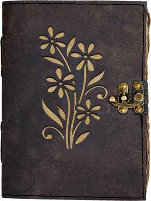 DI-KRAFT Flower Laser cutting design leather journal Handmade Paper diary A5 Journal unruled 200 Pages