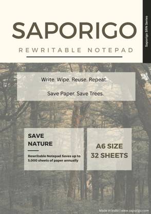 Saporigo Rewritable Notebooks A6 Notebook Single Line 32 Pages