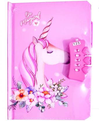Extraposh Unicorn Password Lock Diary for kids stuent and girls A5 Notebook study 80 Pages