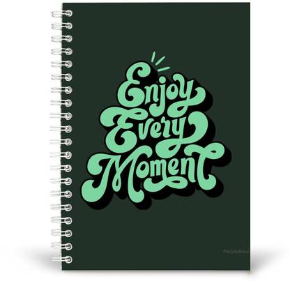 PurpleBees Enjoy Every Moment Quotes Diary Motivational Notebook | A5 Notebook Plain 150 Pages