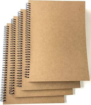 TWONE A4/B5 Big Thick Spiral Bound Notebooks and Journals Bulk 4Pack Blank Scrapbook A4 Notebook Unruled 100 Pages
