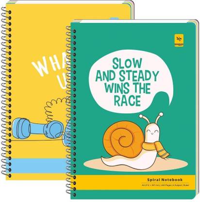 Pragya Spiral 6 Subject Notebook | (21x29.7 CM) | 600 GSM Cover A4 Notebook Single Line 400 Pages