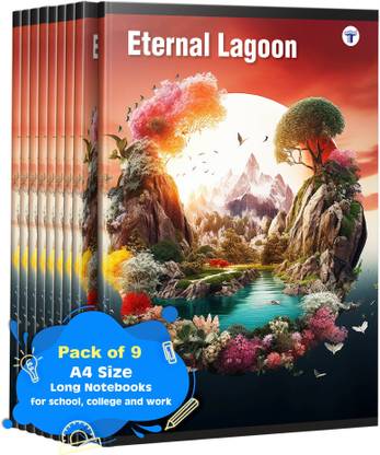 Target Publications A4 Long Notebooks | 172 Pages | Single Line Copy |Set of 9 A4 Notebook Ruled 172 Pages