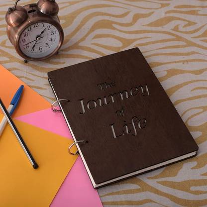 SANCORP Ring Lock Wooden Diary Notebook Journal Planner Unruled Wooden Diary Scrapbook. A5 Diary Single ruling 100 Pages
