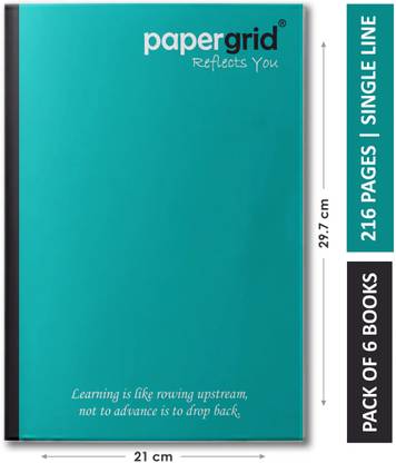 papergrid Premium Quality Thick Paper A4 Notebook Single Line 216 Pages