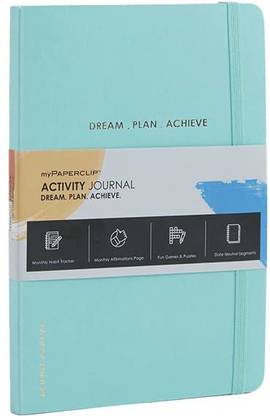 myPAPERCLIP Activity Journal, featuring Monthly Habit Tracker, Mint, Regular Journal Ruled 144 Pages