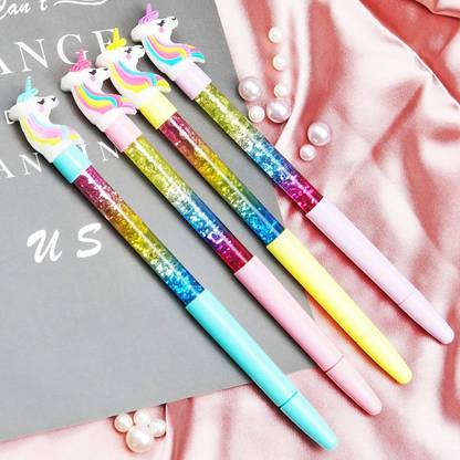 QBIC Cute Unicorn Lava Lamp Glitter Pens Multi-function Pen