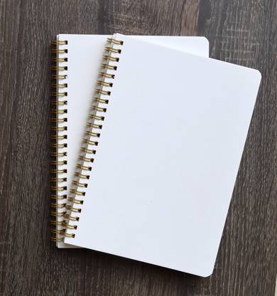 Eoout Spiral Notebook Blank Pages, White Cover, Golden Wiro A5 Notebook Blank 100 Pages