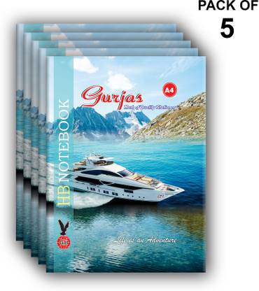 Gurjas Hard Bound Long A4 Notebook Ruled, Single Line 288 Pages