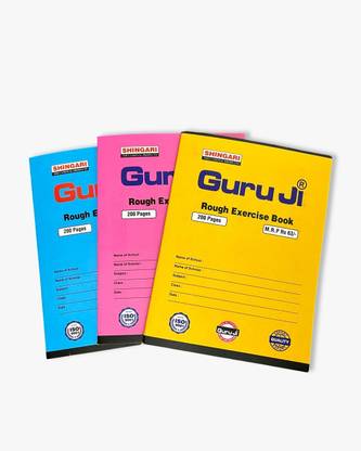 Guruji GURU JI Rough Work Notebook (21 x 29.7 cm) Exercise Book (Pack of 8) A4 Notebook Single Line 200 Pages
