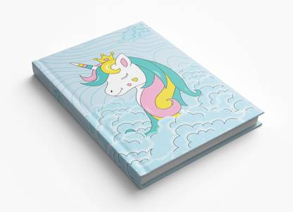 AccuPrints Blue unicorn hardbound Diary A5 Diary Ruled 200 Pages