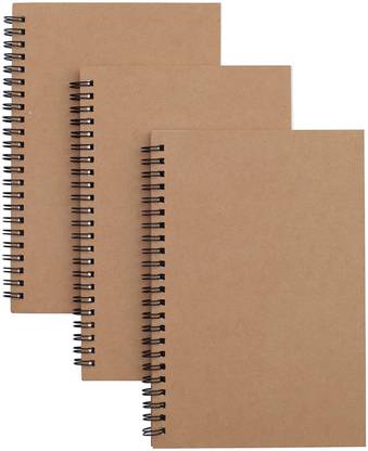 INNAXA A5 Spiral Notebooks Blank Pages,Brown Cover Journal, diary A5 Notebook Blank 100 Pages