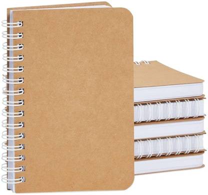 TWONE Kraft Spiral Notebooks Pocket-size Notebook Plain 100 Pages