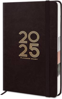 Jhingalala Hardbound Leather Cover New Year Diary 2025 with Dates and Monthly Planner 2025 A5 Diary Ruled 344 Pages