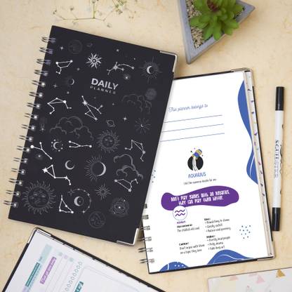 Doodle Hard Bound Zodiac Sign Daily A5 Planner Ruled 192 Pages