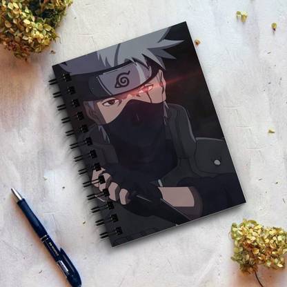 THEME VINTAGE Naruto Anime Kakashi Hatake Red Eye Designer Notebook A5 Notebook Unruled 160 Pages