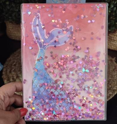 TRENDYLIFE STORE Unicorn Design Water Cover Notebook Diary with Glitter A5 Notebook Ruled line 160 Pages