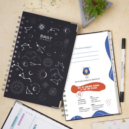 Doodle Hard Bound Zodiac Sign Daily A5 Planner Ruled 192 Pages
