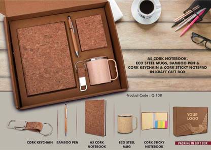 Rangreza Folding mini notepad with sticky pads made of cork material A5 Diary ruling 160 Pages